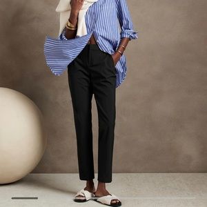 NWT Banana Republic Avery Italian Wool Straight Trousers - Black - Size 6
